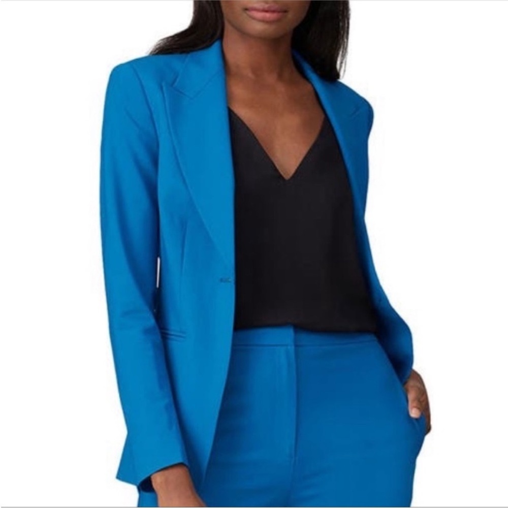 Diane Von Furstenberg Heller One Button Wool Blazer Blue Sz 4